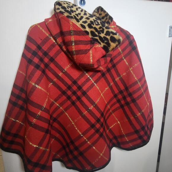 BETSY JOHNSON size 6 girl hooded plaid cape - Picture 5 of 7